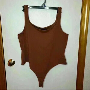 Banana Republic Full Body Suit Thong Snap Closure Women XL‎ Brown Lined Fitted